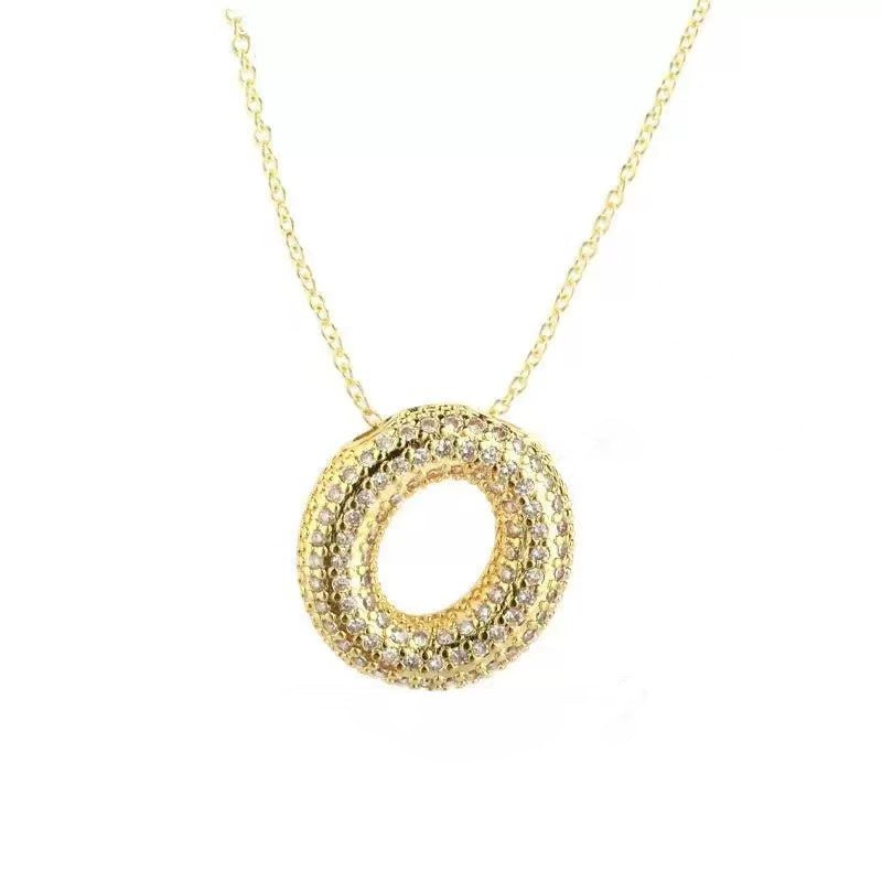 Gold Iced Initial Pendant Necklace for Women