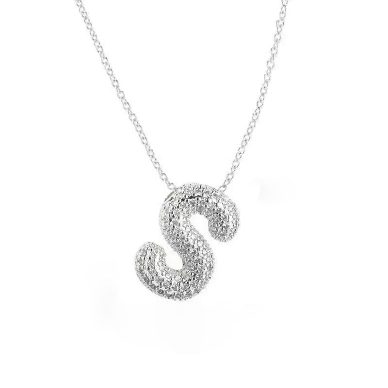 Gold Iced Initial Pendant Necklace for Women