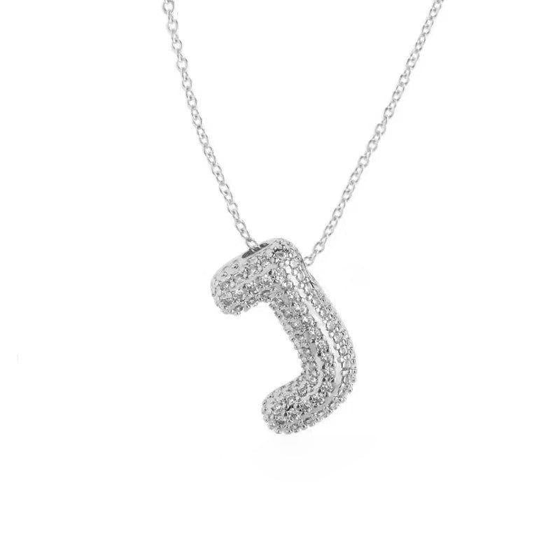 Gold Iced Initial Pendant Necklace for Women