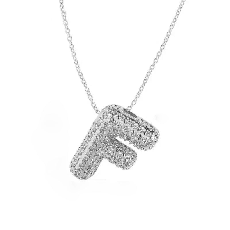 Gold Iced Initial Pendant Necklace for Women