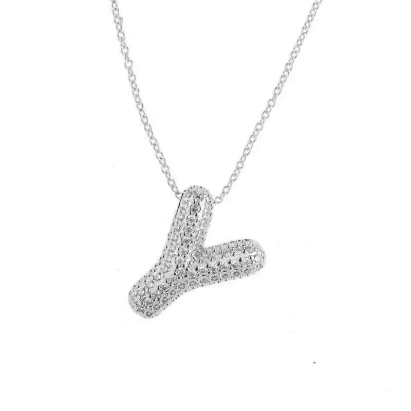 Gold Iced Initial Pendant Necklace for Women