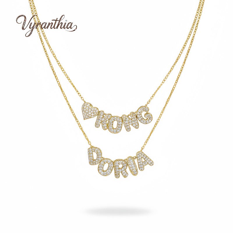 Gold Iced Initial Pendant Necklace for Women