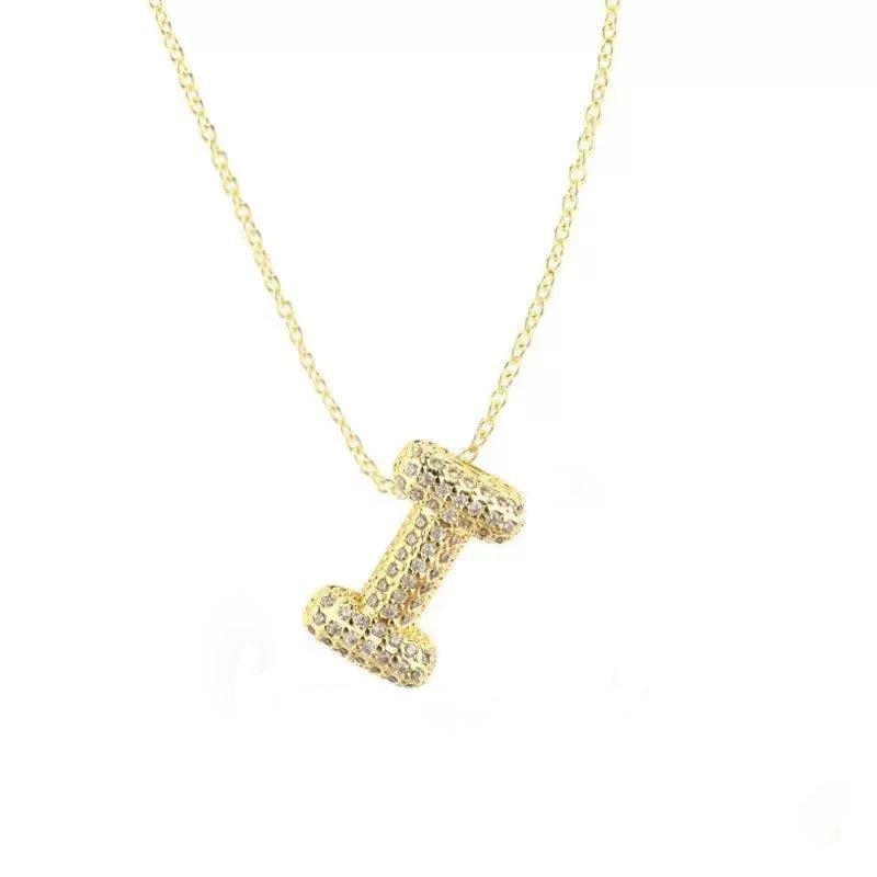 Gold Iced Initial Pendant Necklace for Women