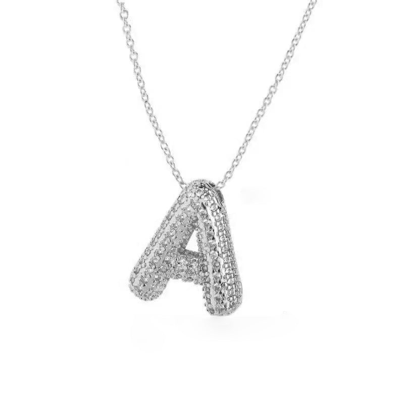 Gold Iced Initial Pendant Necklace for Women