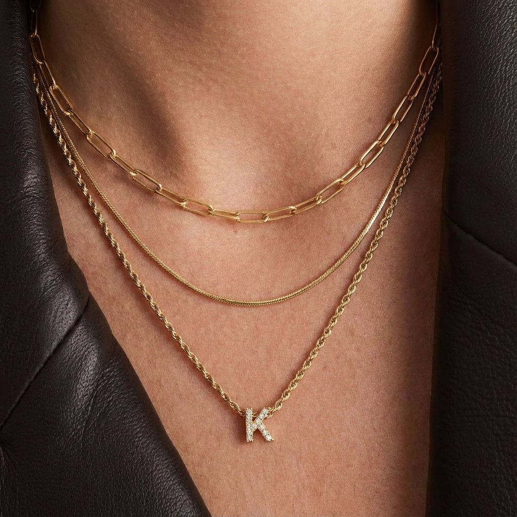 Gold Heart Necklace Layered Sets