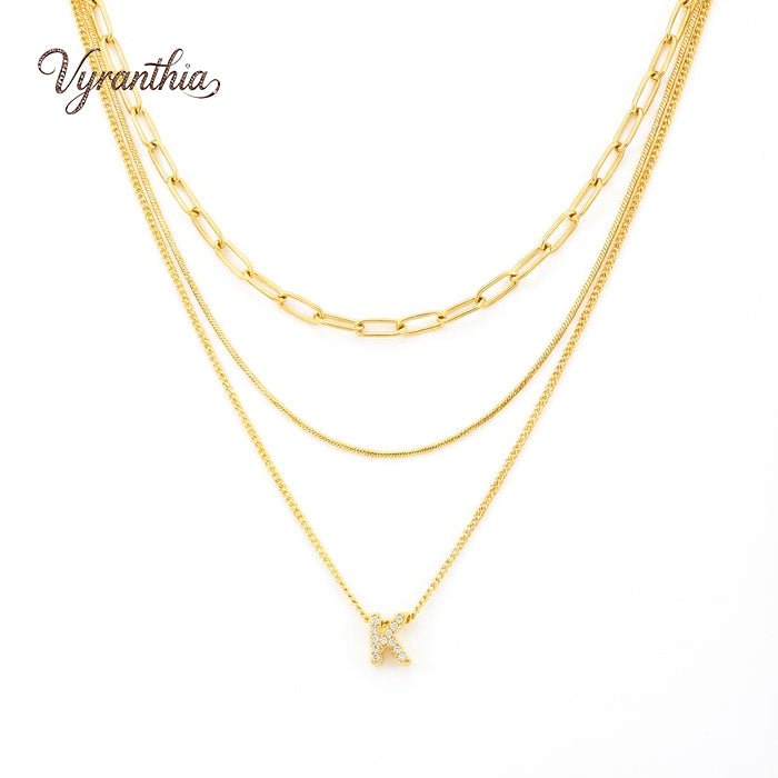 Gold Layered Initial Necklace Sets