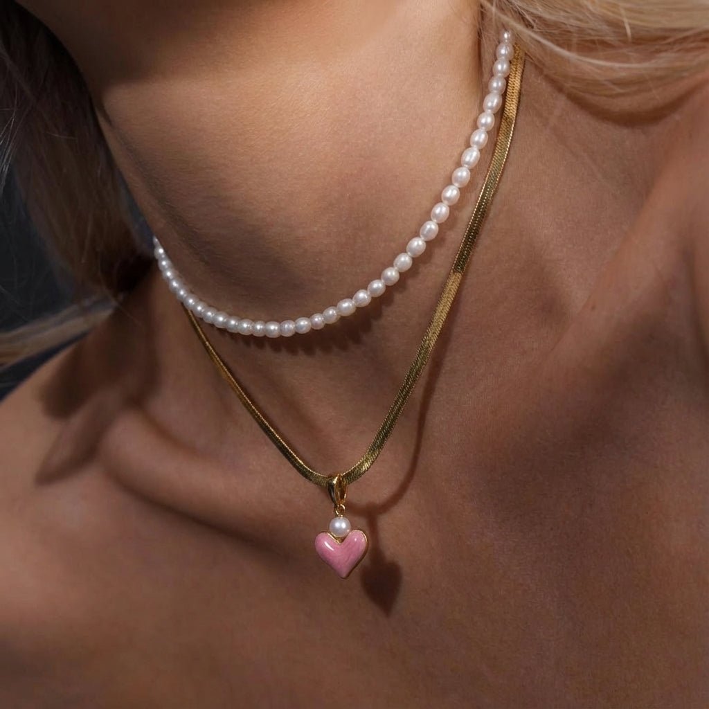 Gold Pink Heart Charm
