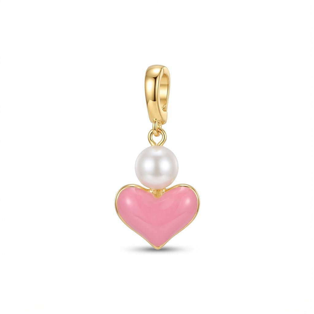 Gold Pink Heart Charm