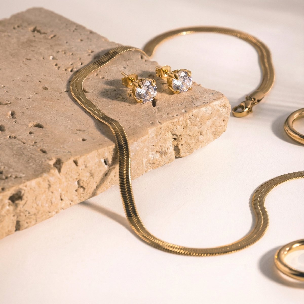 Golden Snake Bone Herringbone Choker