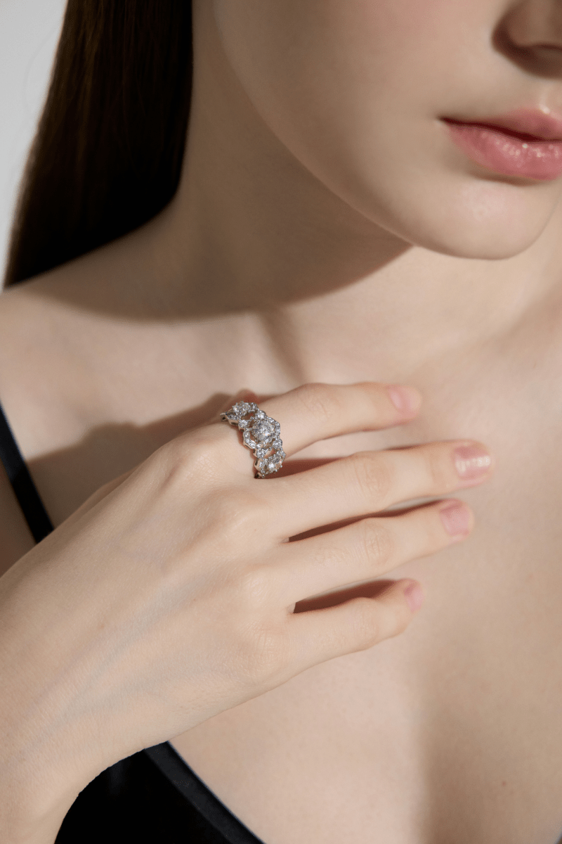 Luxury Multi-Stone Silver Promise Ring