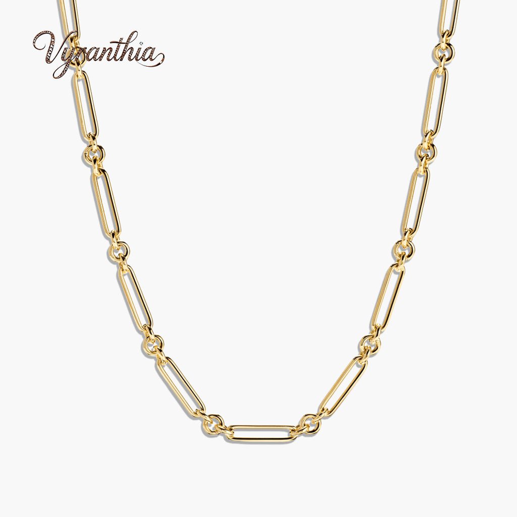 Mixed Link Paperclip Chain Charm Necklace