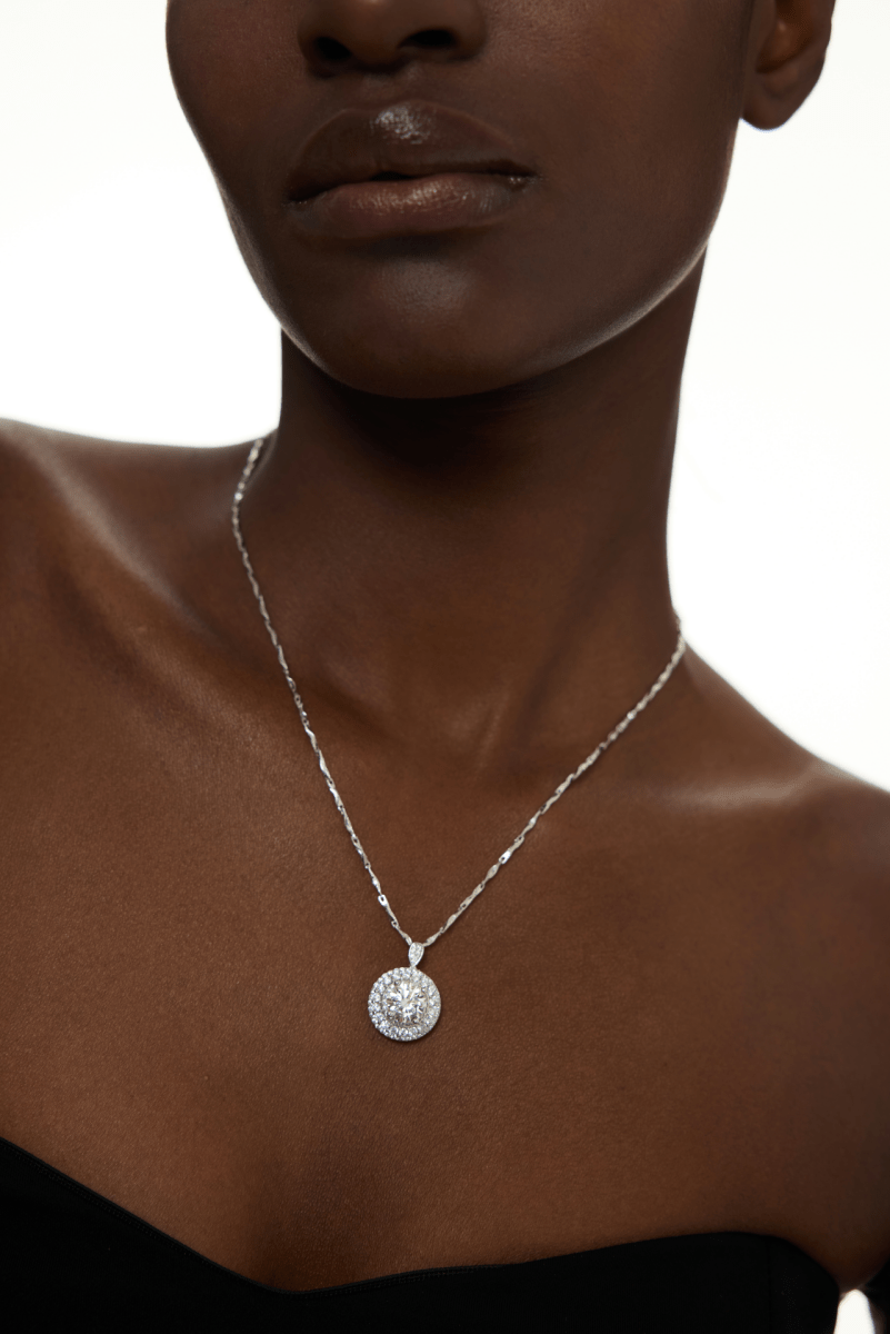 Moissanite Round Pendant Necklace