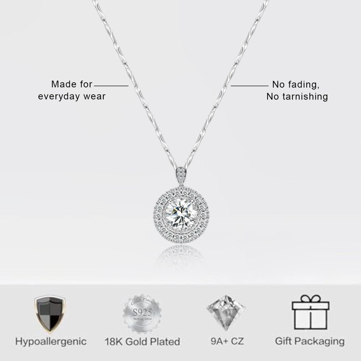 Moissanite Round Pendant Necklace