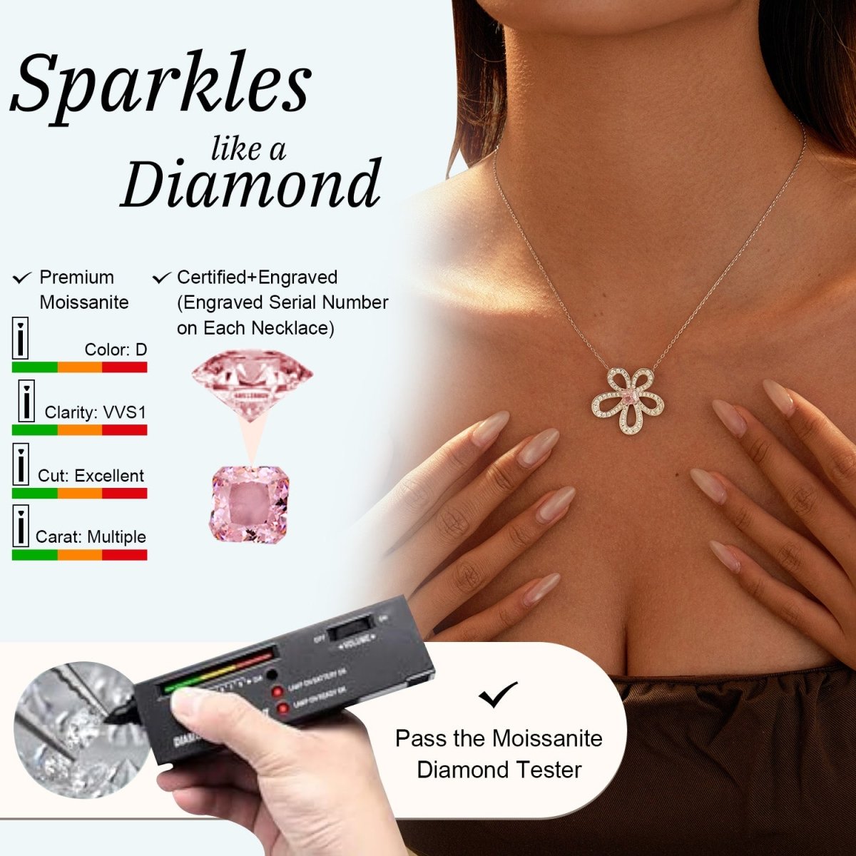 Moissanite Solitaire Necklace Bundle for Women