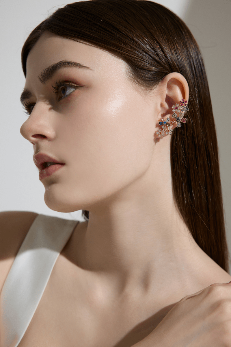 Multicolor Crystals Colorful Floral Statement Earrings