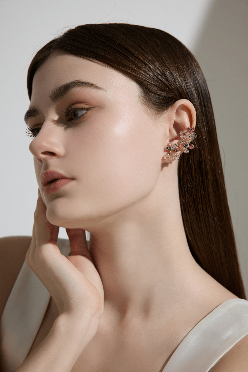 Multicolor Crystals Colorful Floral Statement Earrings