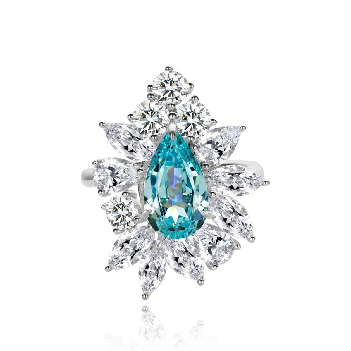 Oval Blue Halo Statement Ring