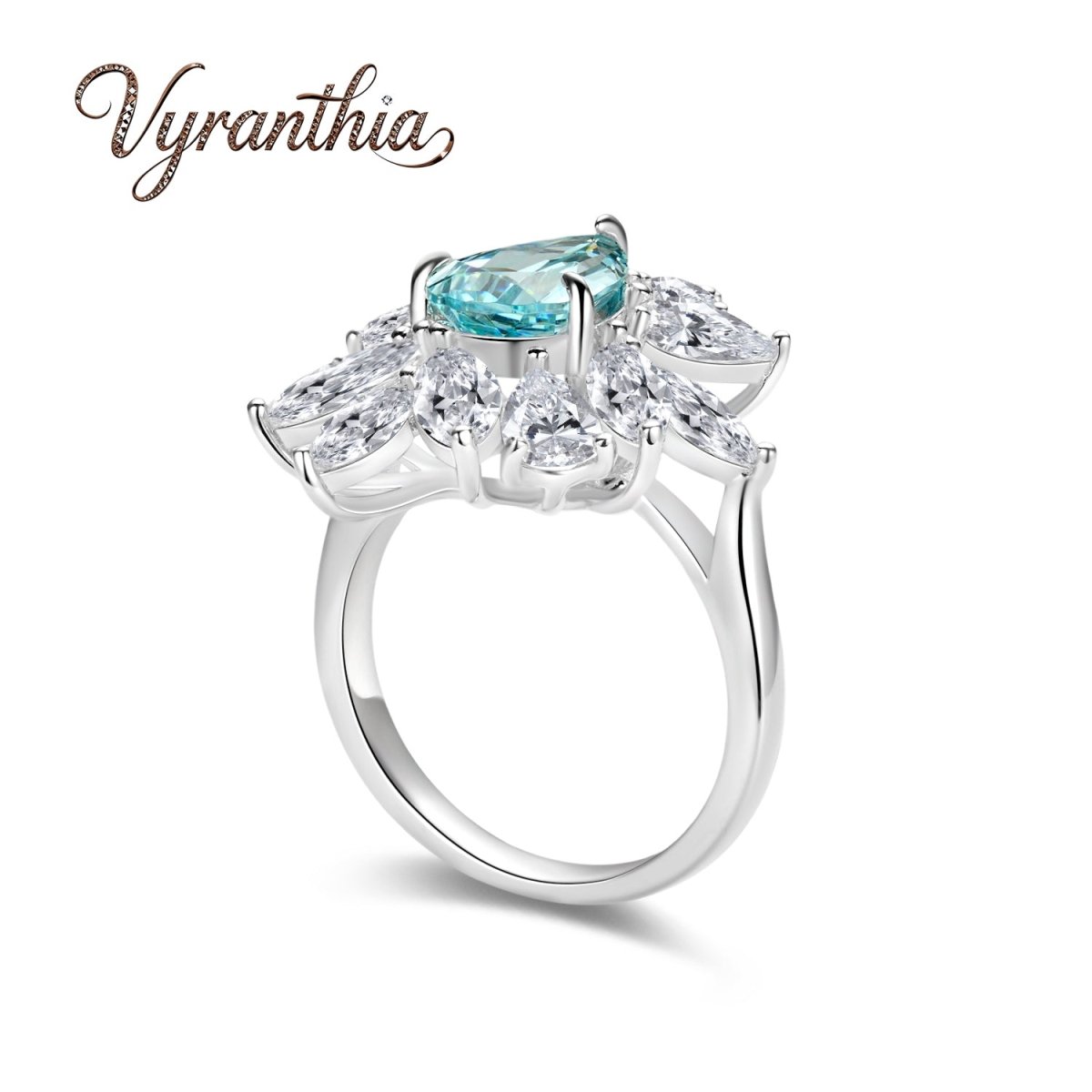 Oval Blue Halo Statement Ring