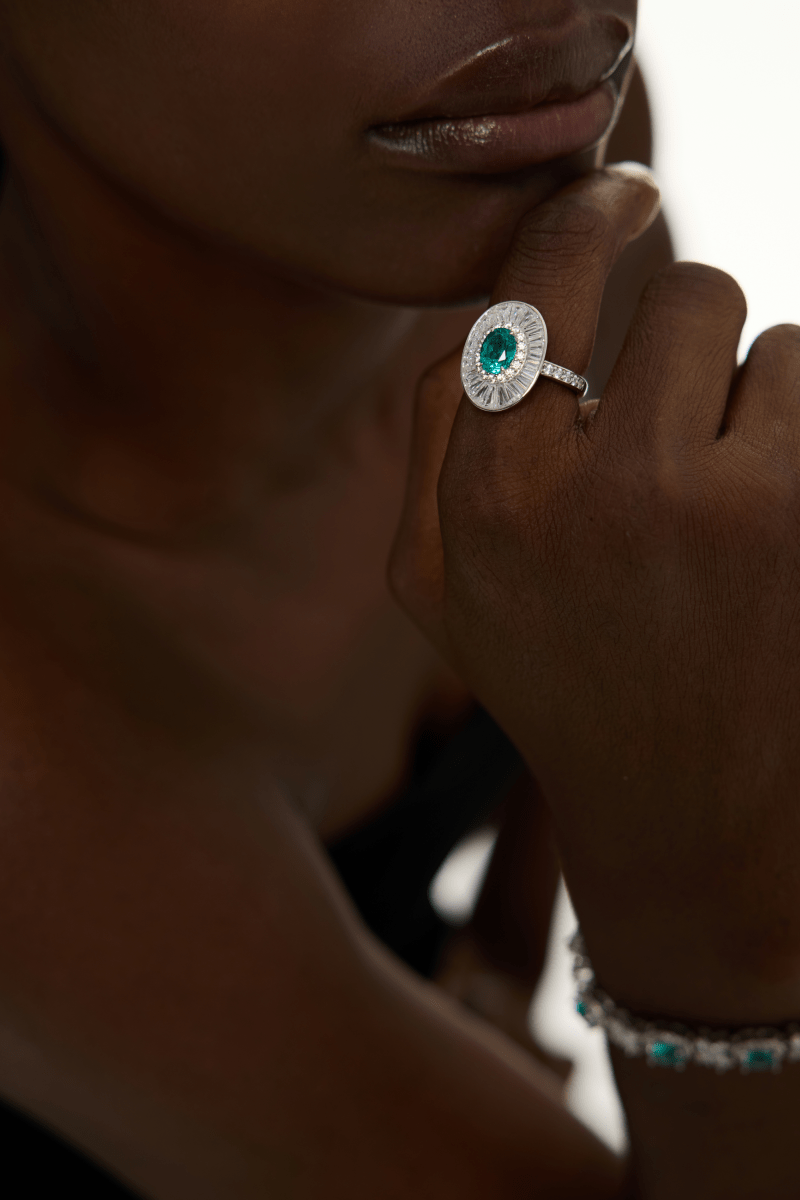 Oval Green Statement Rings