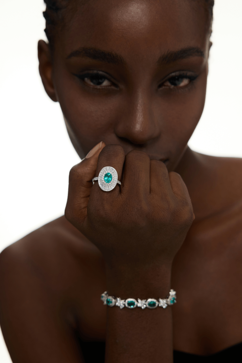 Oval Green Statement Rings