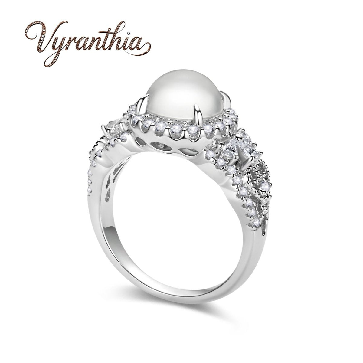 Pearl and Crystal Halo Statement Ring