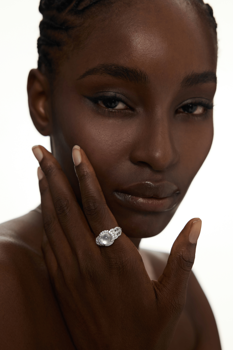 Pearl and Crystal Halo Statement Ring
