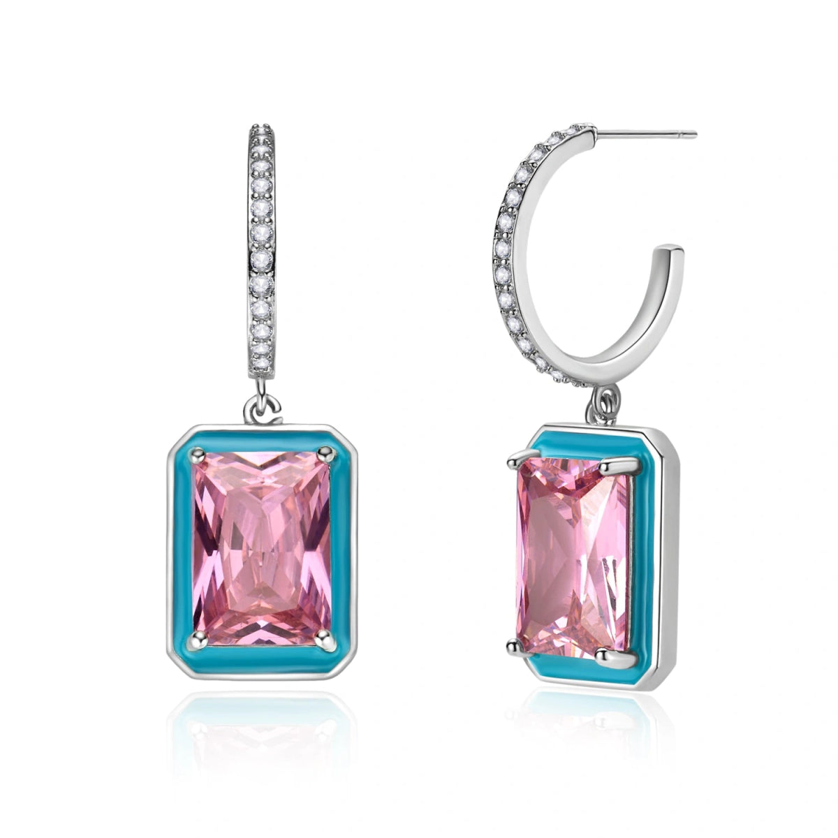 Pink Moissanite Drop Earrings