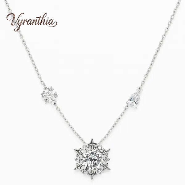 Snowflake Zircon Silver Chain Pendant Necklace Silver Chain