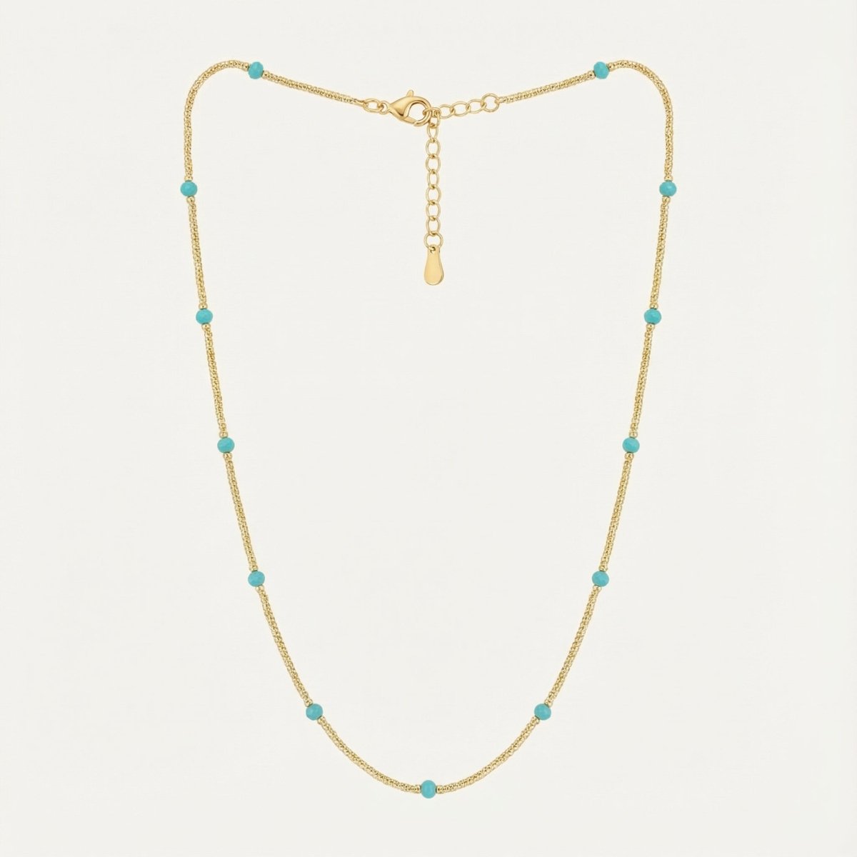Turquoise Bead Gold Necklace