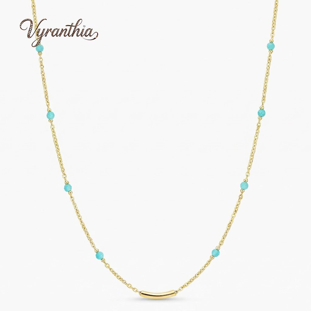 Turquoise Bead Gold Necklace