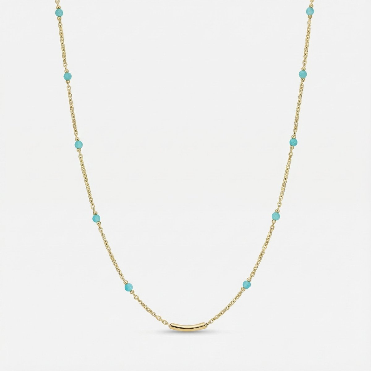 Turquoise Bead Gold Necklace