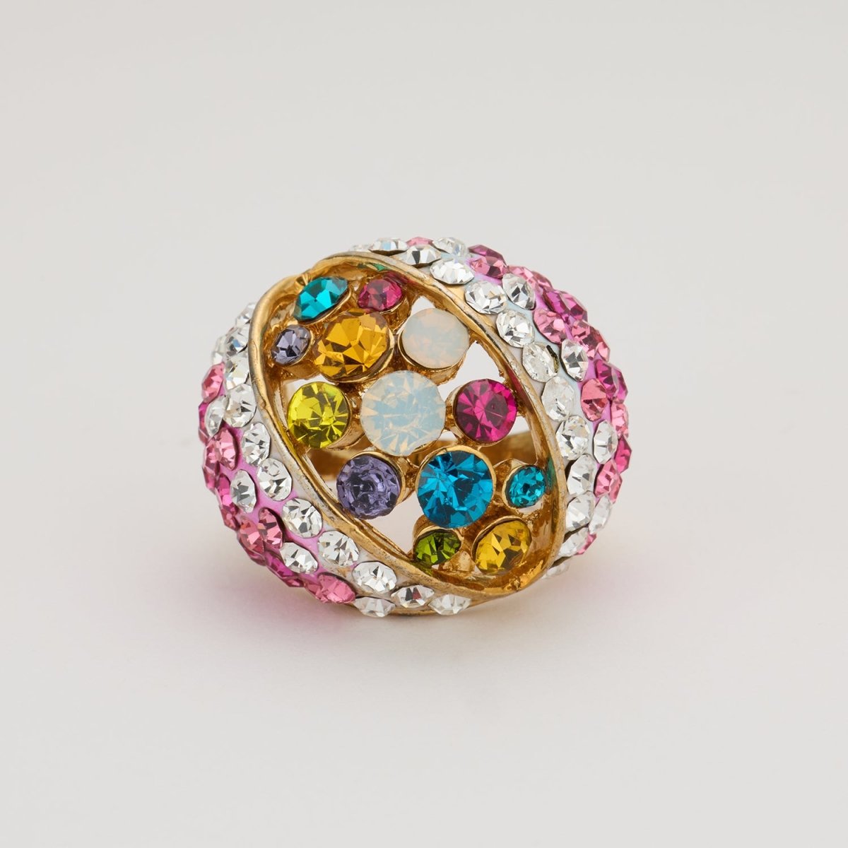 Vibrant Rainbow Crystal Statement Ring
