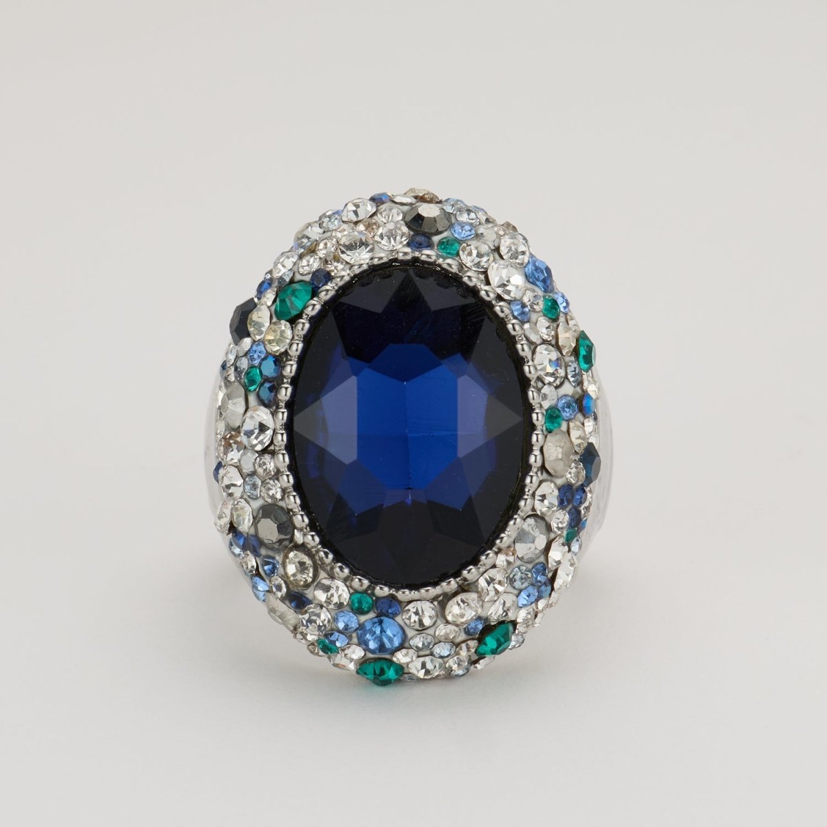 Vintage Midnight Blue Crystal Cocktail Ring