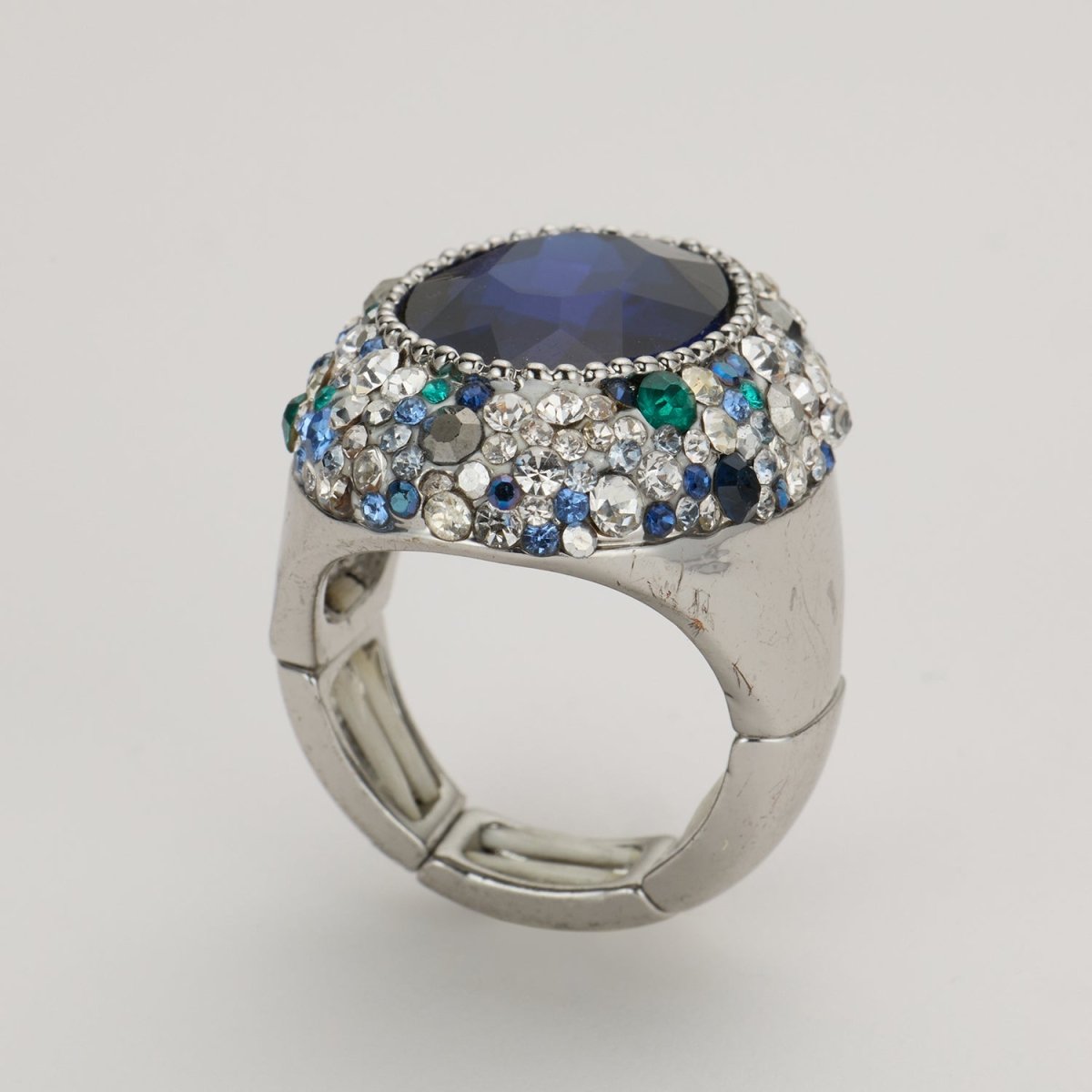 Vintage Midnight Blue Crystal Cocktail Ring