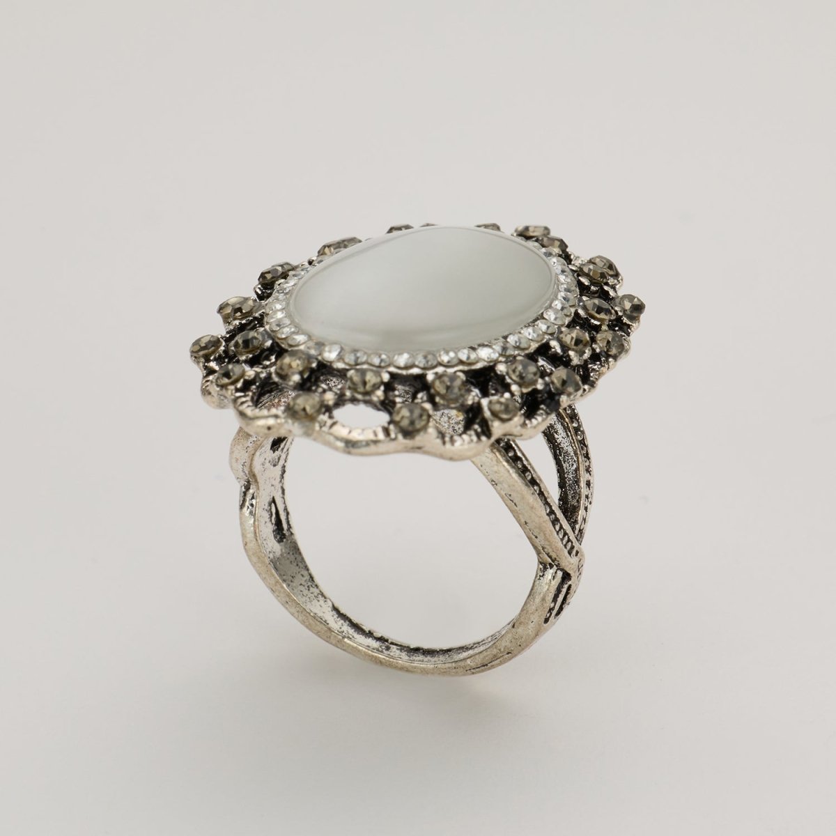 Vintage Oval White Stone Statement Ring