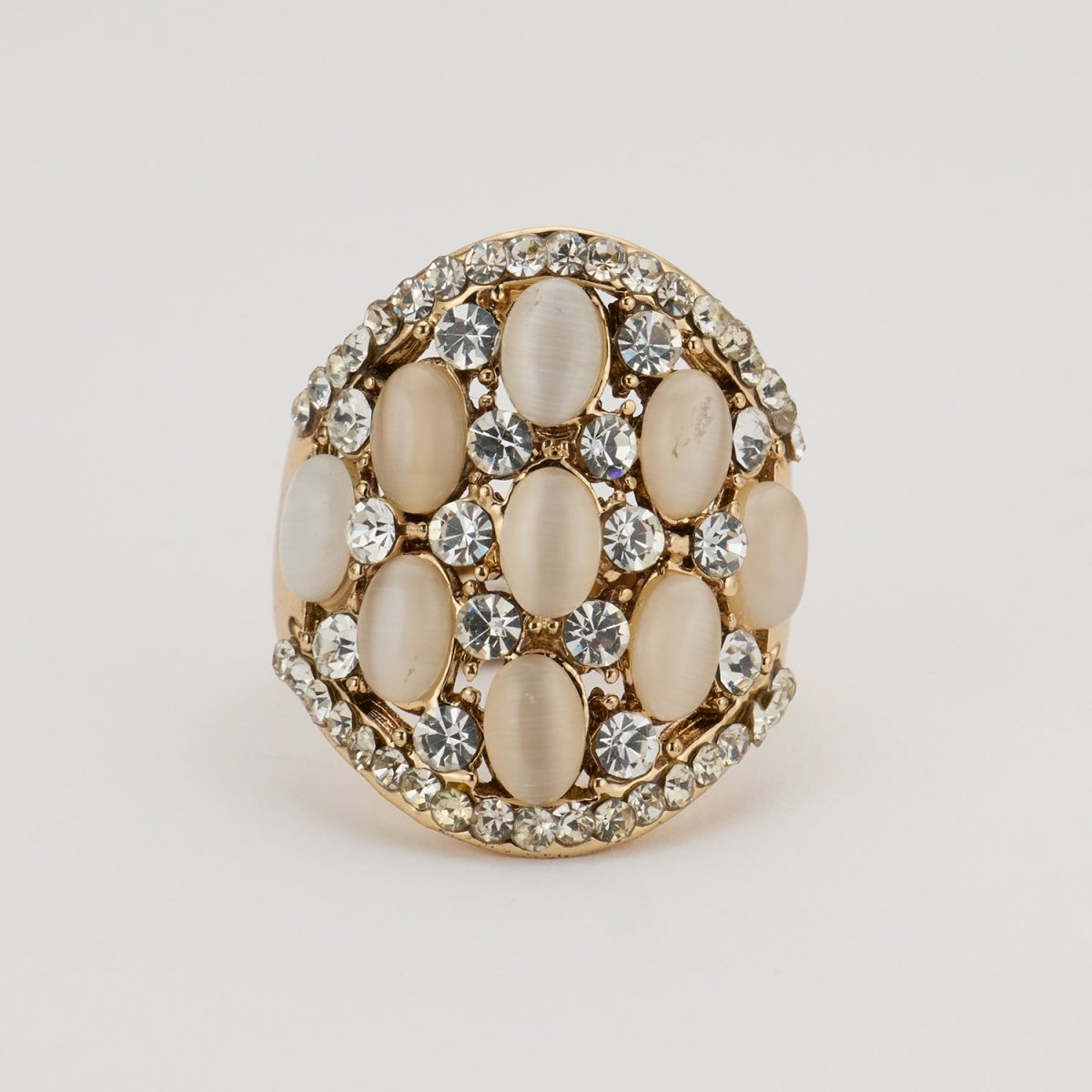 Vintage Pearl Cluster Gold Statement Ring