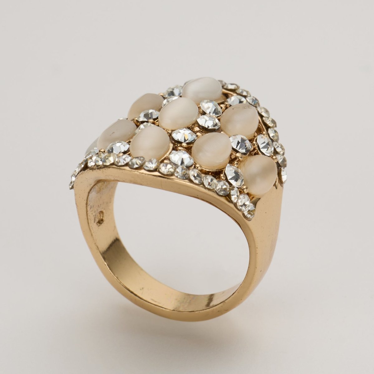 Vintage Pearl Cluster Gold Statement Ring