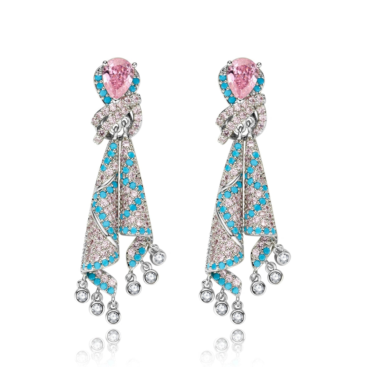 Vyranthia Pink Ribbon moissanite Earrings