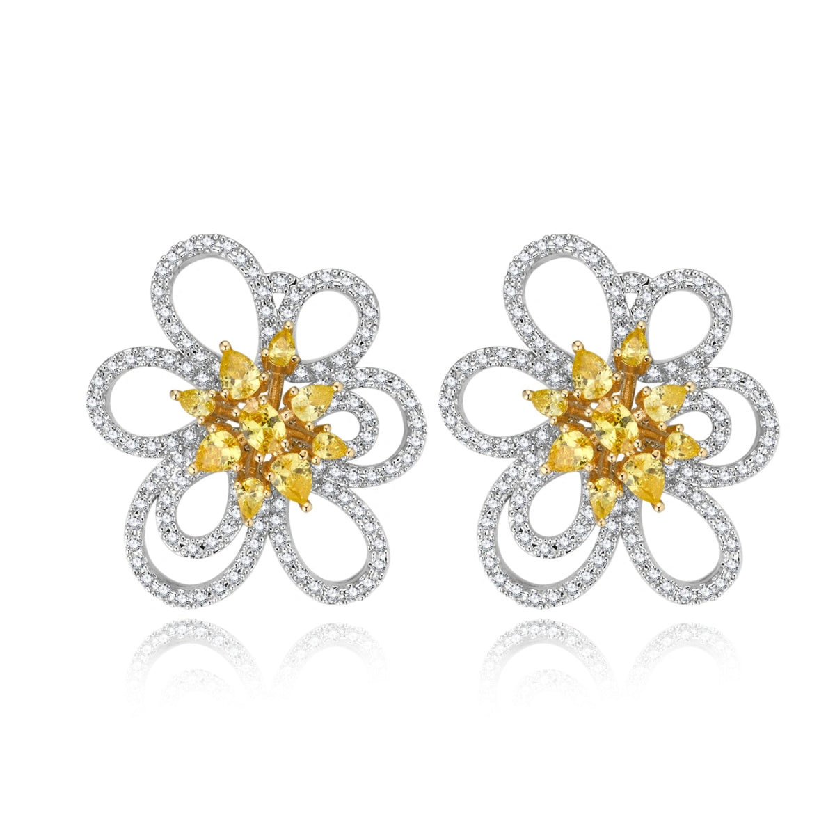 Vyranthia Yellow Floral Statement Earrings