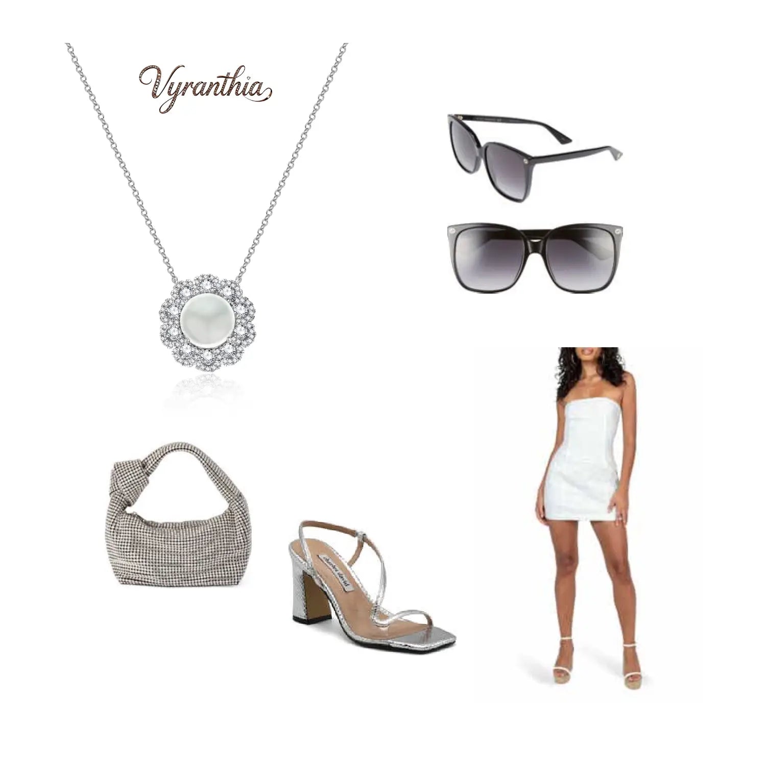 Crystal Halo Pearl Flower Pendant Necklace