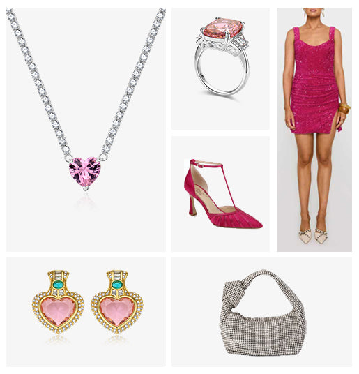 Vyranthia Pearl Pink Heart pendant Tennis Necklace