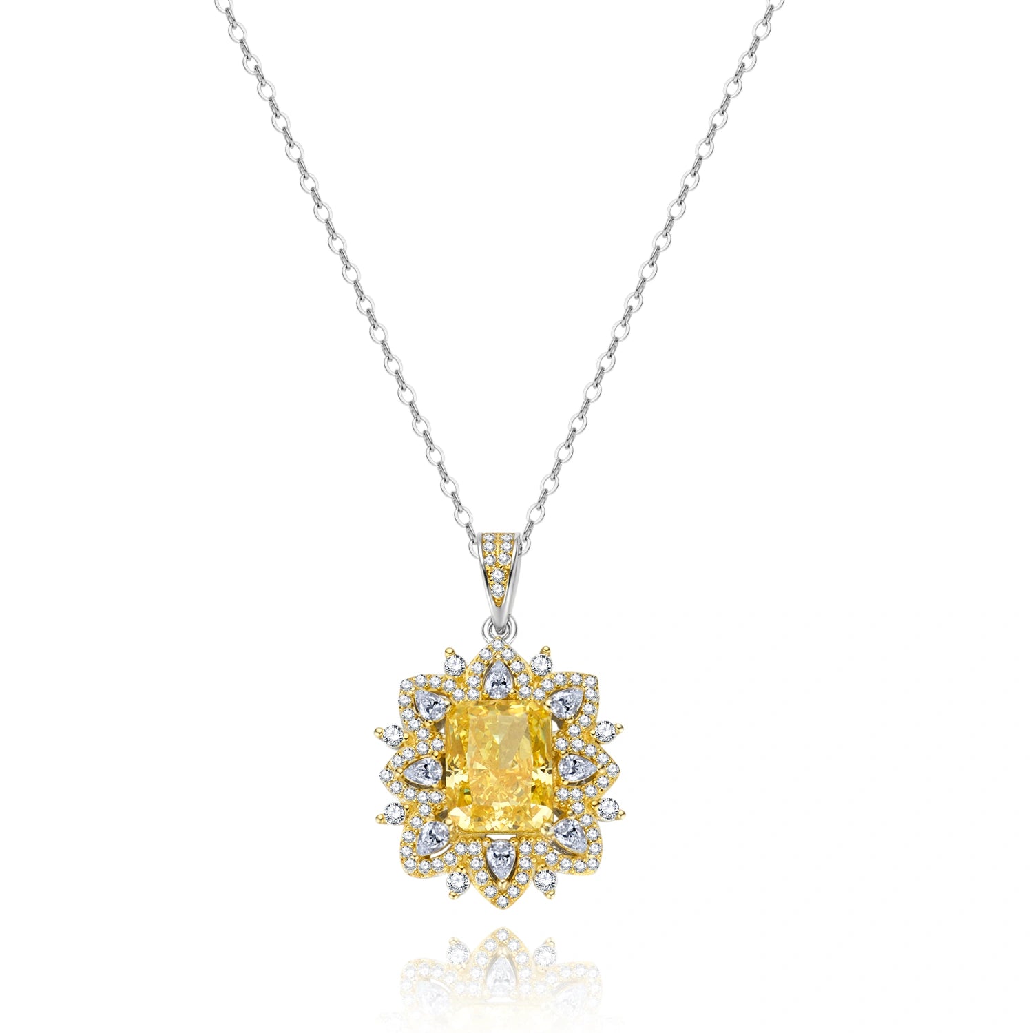 Vyranthia Sterling Silver Yellow Gemstone Pendant Necklace
