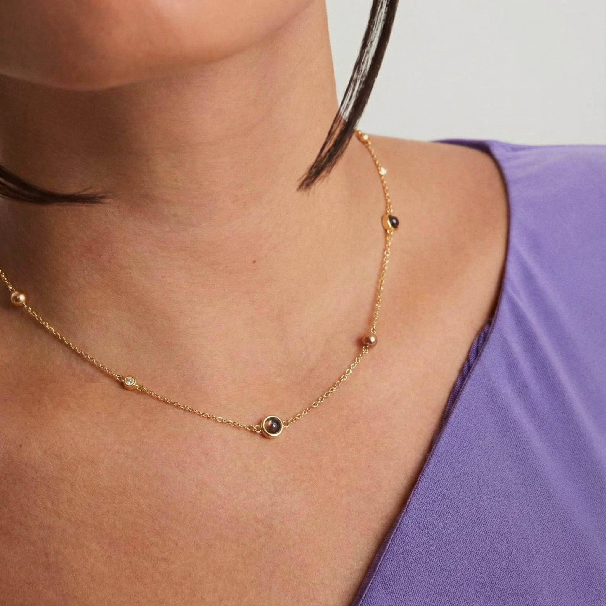 Tiger’s Eye Gold Chain Choker Necklace