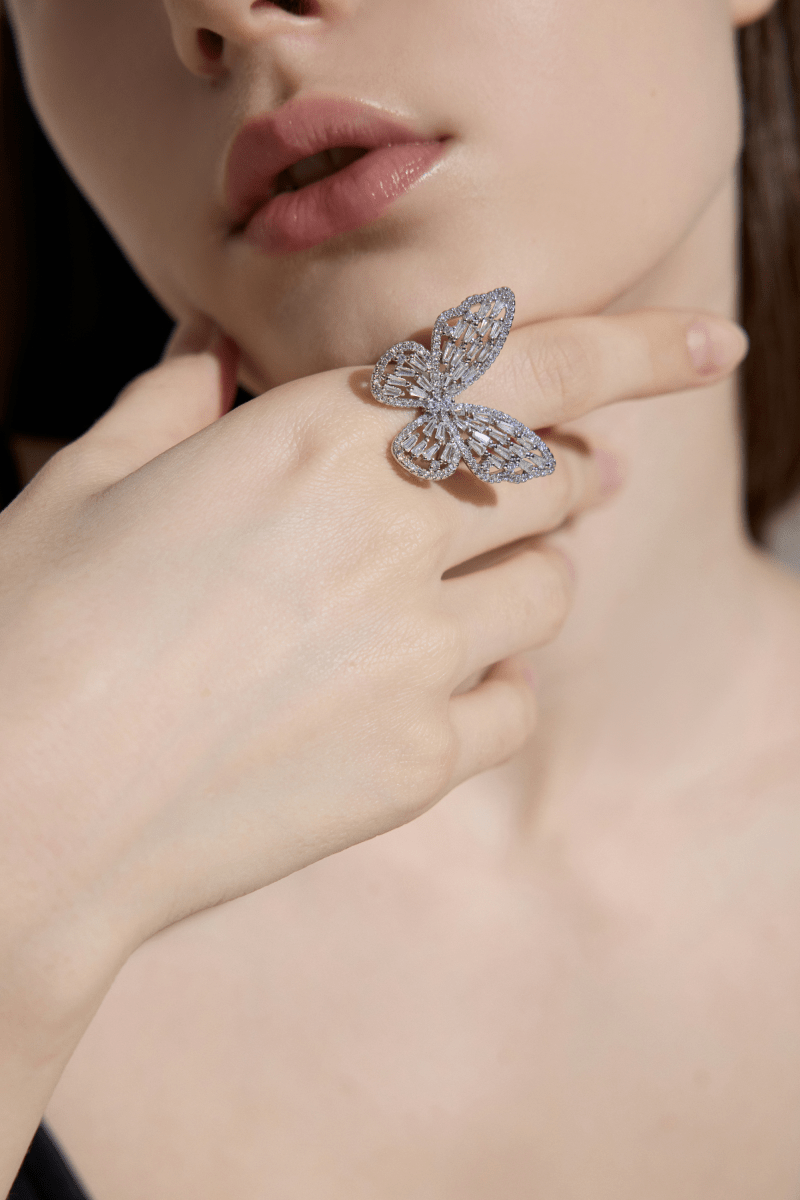 Butterfly Crystal Statement Ring