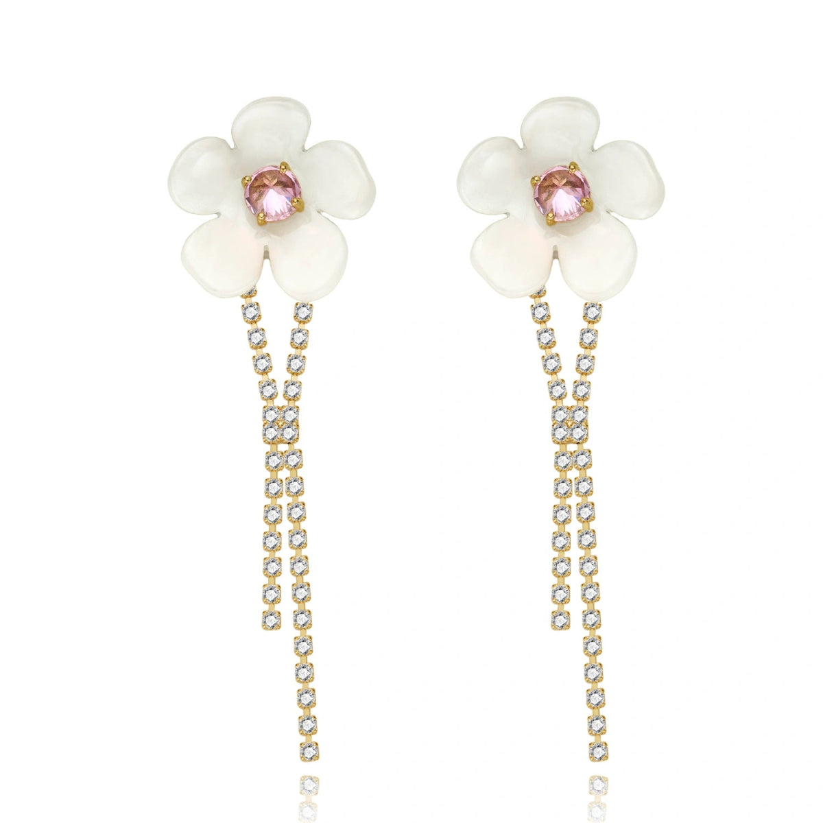 Crystal Tassels Floral Drop Earrings