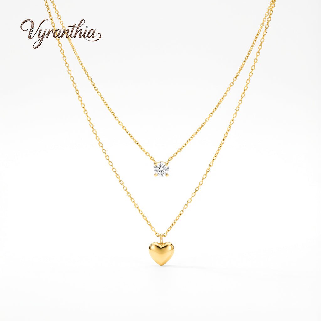 Gold Heart Necklace Layered Sets