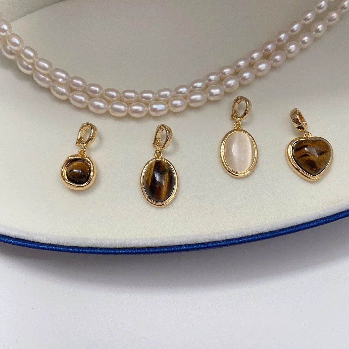 Gold Heart-Shaped Tiger’s Eye Pendant