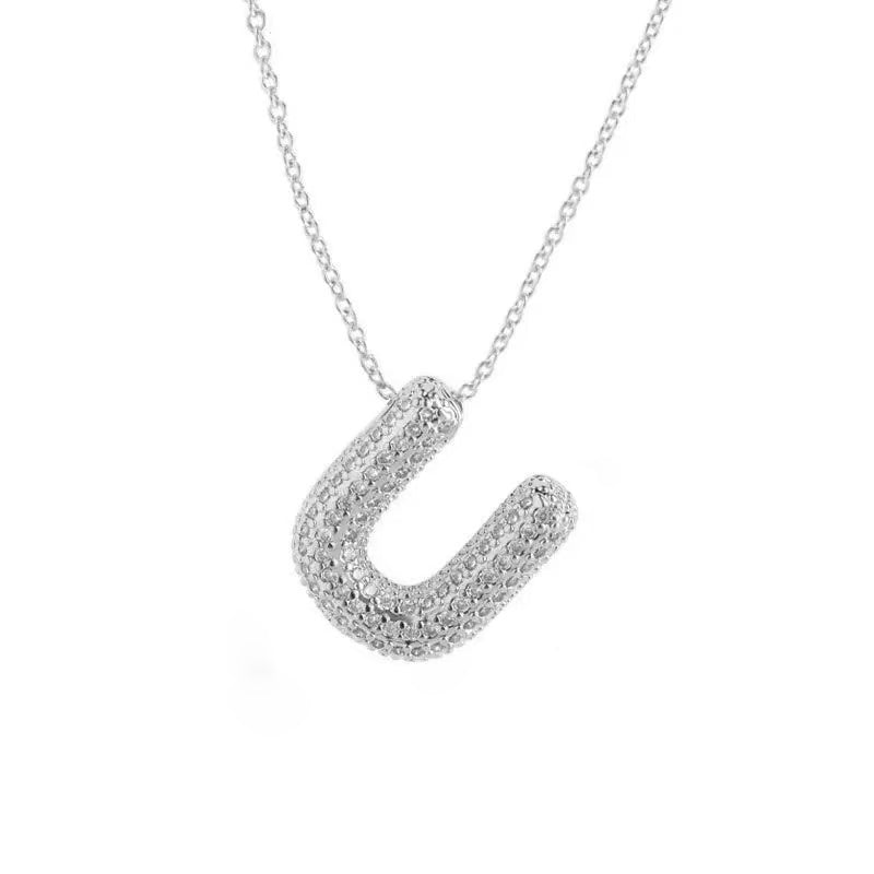 Gold Iced Initial Pendant Necklace for Women