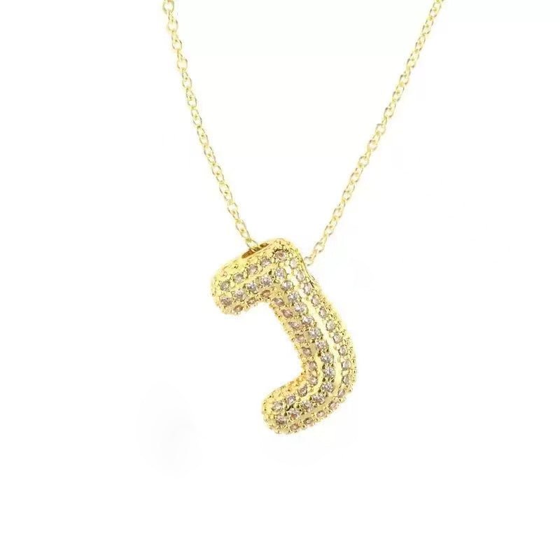 Gold Iced Initial Pendant Necklace for Women