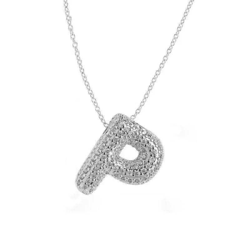 Gold Iced Initial Pendant Necklace for Women